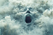 Close-up of a person yelling with cloud-like smoke effect