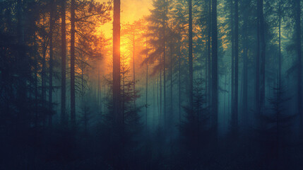 Wall Mural - Sunrise in the forest