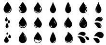 雫　水滴　液体　シンプル　アイコン　黒　シルエット　セット