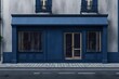© eric - marine blue storefront template , vintage european boutique facade mockup
