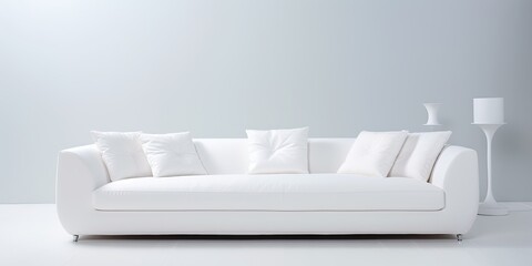 modern white sofa with 2 pillows