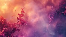 Space Of Purple Night Sky With Plants