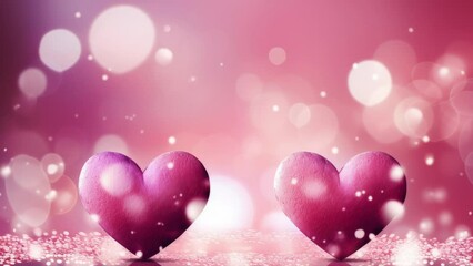 Wall Mural - Card or banner to wish a happy valentines day in dark pink on a pink background with white and pink hearts in bokeh effect and written love in dark pink. valentine love woman and man winter png like