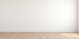 Fototapeta  - Empty room with white walls, wooden floor.