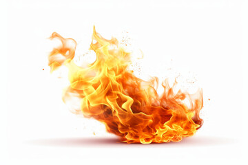 Canvas Print - Fire is shown with white background and red and yellow flame.