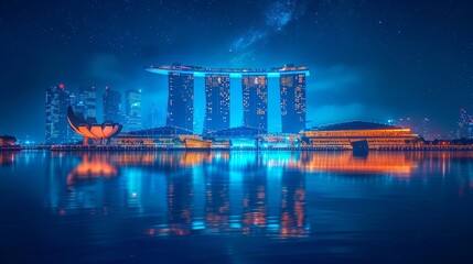 Aufkleber - Singapore Bay Night Landscape