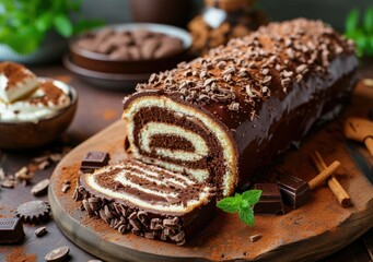 Sticker - Chocolate Swiss Roll Cake homemade dessert