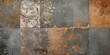 © Pixel Visions - Old brown gray rusty vintage worn shabby patchwork motif tiles stone concrete cement wall texture background banner, Generative AI