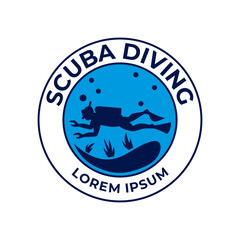 Canvas Print - Scuba diving logo design, perfect for diving school and under water adventure logo design