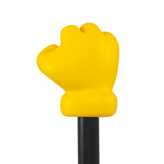 Poster - Yellow and black emoji hand fist gesture isolated. Strength symbol , icon and sign concept. 3d rendering.