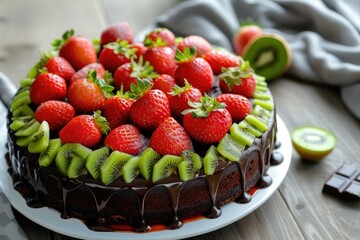 Poster - Kiwi enhanced strawberry and chocolate cake