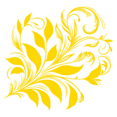 Wall Mural - hand draw of beautiful floral ornament gold leaves. Contour Flower leaf. Floral Design Element vector