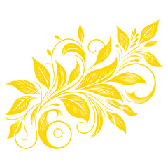 Wall Mural - hand draw of beautiful floral ornament gold leaves. Contour Flower leaf. Floral Design Element vector