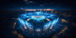 © amazingfotommm - A large modern football stadium with fireworks.