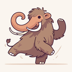 cute dancing ancient mammoth cartoon character mascot