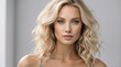 © Arceli - Portrait of attractive blonde woman for beauty skin care ad concept on plain white background from Generative AI