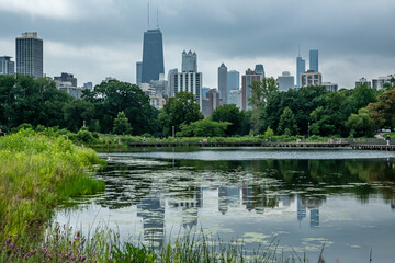 Wall Mural - city of chicago skyline and street scenes