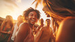 Diverse People Beach Party Summer Holiday Vacation Concept - Group of happy young people dancing and having fun on the beach