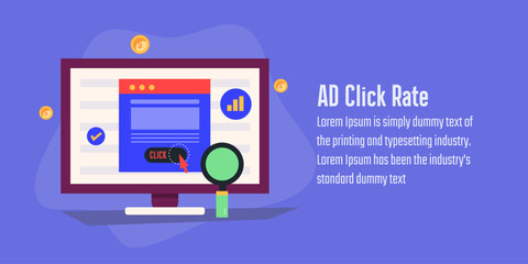 Wall Mural - ad click rate, cost per click, click through rate, ctr, digital advertising, website advertising, ve