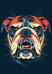 Sticker - T-shirt design featuring representation of a flaming angry bulldog