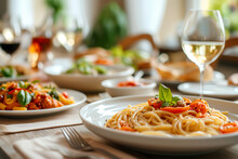 Gluten-Free Pasta Dishes On An Elegant Dining Table