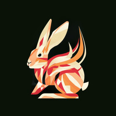 Wall Mural - T-shirt design featuring representation of a flaming rabbit