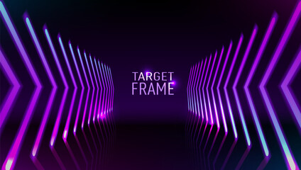 Wall Mural - Neon Light Arrows Target Frame Game Concept