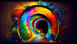 Abstract colorful psychedelic acid trip portal. Generative AI.