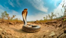 Wild Indian Cobra On Ground