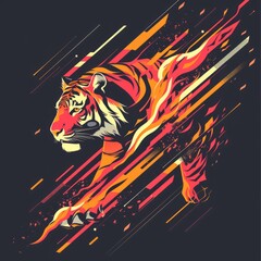 Poster - T-shirt design featuring representation of a racing tiger