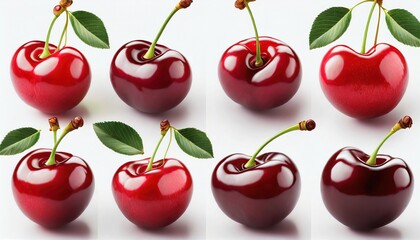 Wall Mural - a collection of cherries isolated on a background 