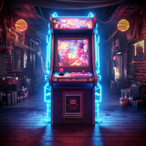 Fototapeta Big Ben - Retro arcade game with glowing buttons.
