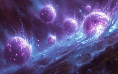 Wall Mural - Fantasy space planets sky with beautiful stars and galaxies.