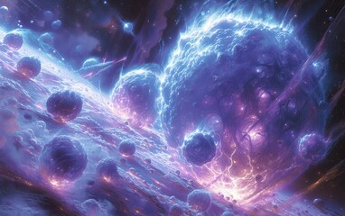 Wall Mural - Fantasy space planets sky with beautiful stars and galaxies.