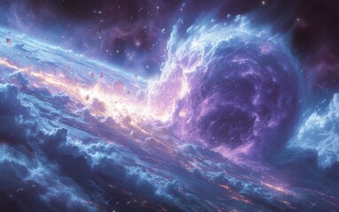Wall Mural - Fantasy space planets sky with beautiful stars and galaxies.