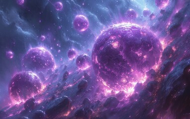 Wall Mural - Fantasy space planets sky with beautiful stars and galaxies.