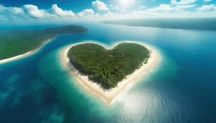 bird s eye view of heart shape island