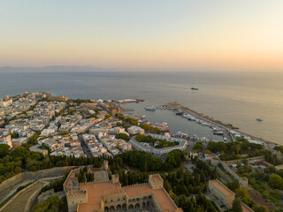 Wall Mural - Rhodes island New town and bay skyline on a beautiful clear day