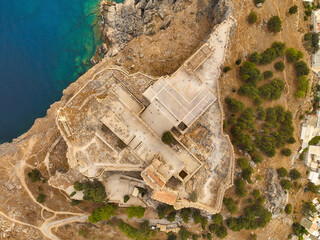 Wall Mural - Acropolis of Lindos town, Rhodes. Top down view