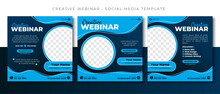 Business Webinar Online Course Blue Social Media Post Template Design, Event Promotion Banner Vector