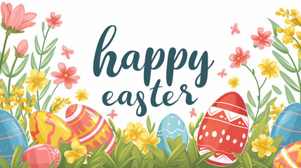 Wall Mural - easter greeting card with text happy easter