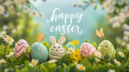 Wall Mural - Banner with text happy easter