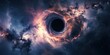 A cosmic black hole pulls in a vibrant nebula