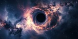 Fototapeta  - A cosmic black hole pulls in a vibrant nebula