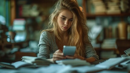 Aufkleber - The image shows a businesswoman using modern devices and a student girl using a digital tablet computer and a smart phone, which represents a business concept, selective focus, and vintage colors.