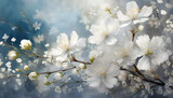 Fototapeta Kwiaty - Piękne, białe, abstrakcyjne kwiaty, tapeta, dekoracja. Generative AI
