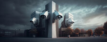 Dystopian Futuristic Camera On A Building - Generative AI