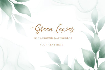 Sticker - Beautiful watercolor  green leaves background 