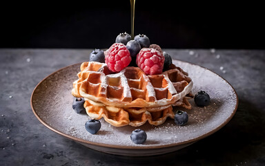 Canvas Print - Capture the essence of Liège Waffle in a mouthwatering food photography shot