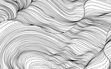 Fototapeta Perspektywa 3d - Abstract wavy background. Black and white lines. Hand drawn illustration.
